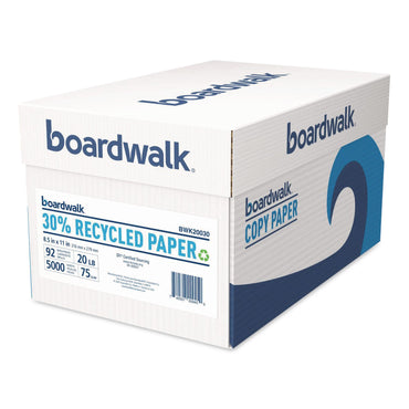 Boardwalk® 30% Recycled Copy Paper, 92 Bright, 20 lb Bond Weight, 8.5 x 11, White, 500 Sheets/Ream, 10 Reams/Carton (BWK20030)