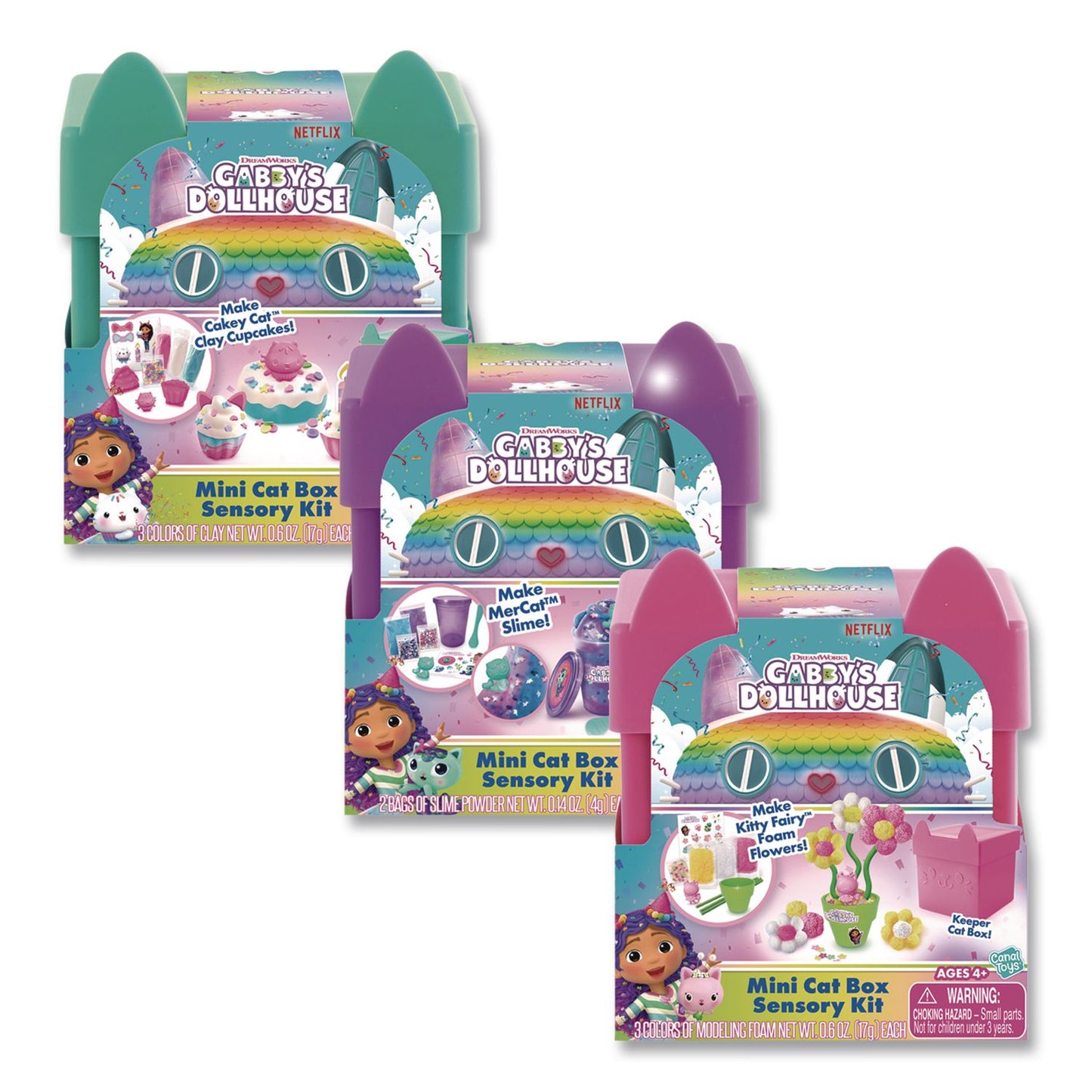 DreamWorks Gabby's Dollhouse Cat Box Sensory Compound Kit, Ages 4 and Up, 32 Pieces (LTP84301124)