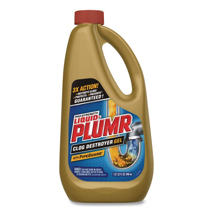 Liquid Plumr® Pro-Strength Full Clog Destroyer Plus PipeGuard, 32 oz Bottle, 9/Carton (CLO00243)