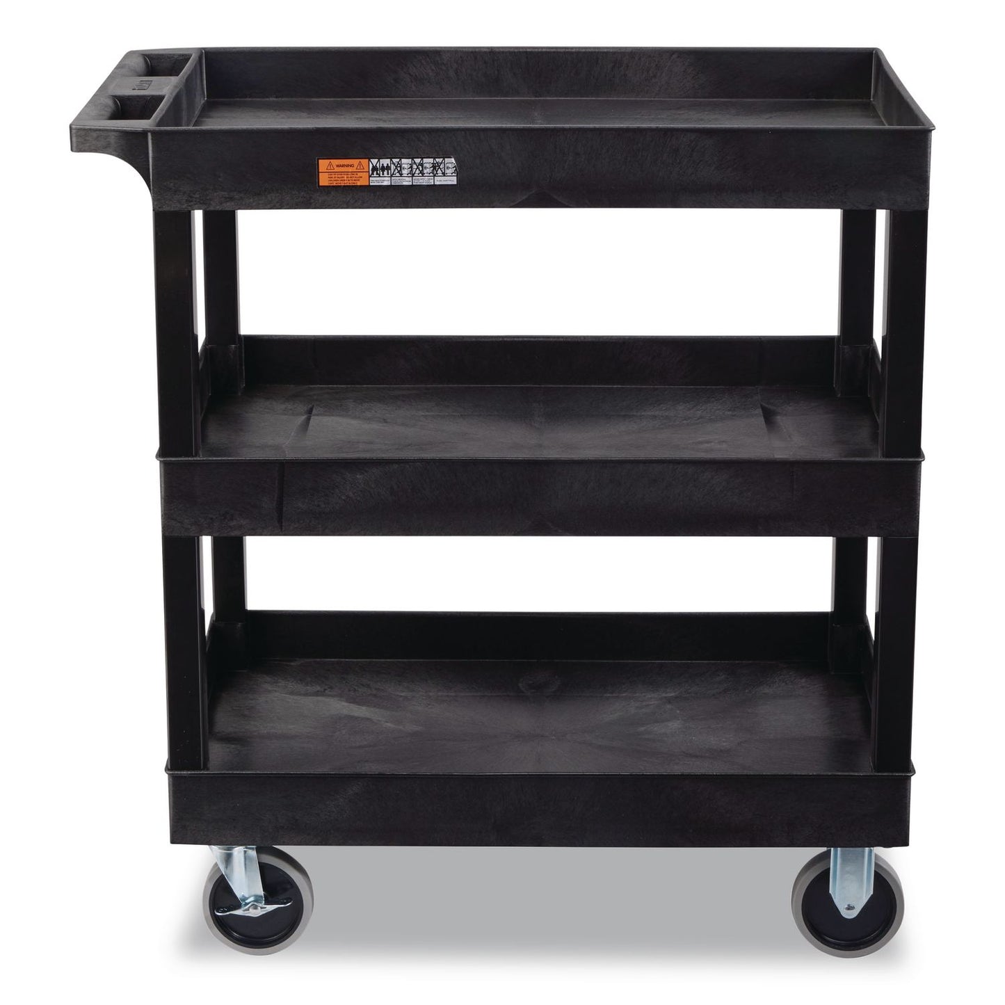 Luxor TUFFY XL Three-Shelf Heavy-Duty Multipurpose Utility Cart, Plastic, 375 lb Capacity, 35.25" x 18" x 37.25", Black (LXCEC111HDB)