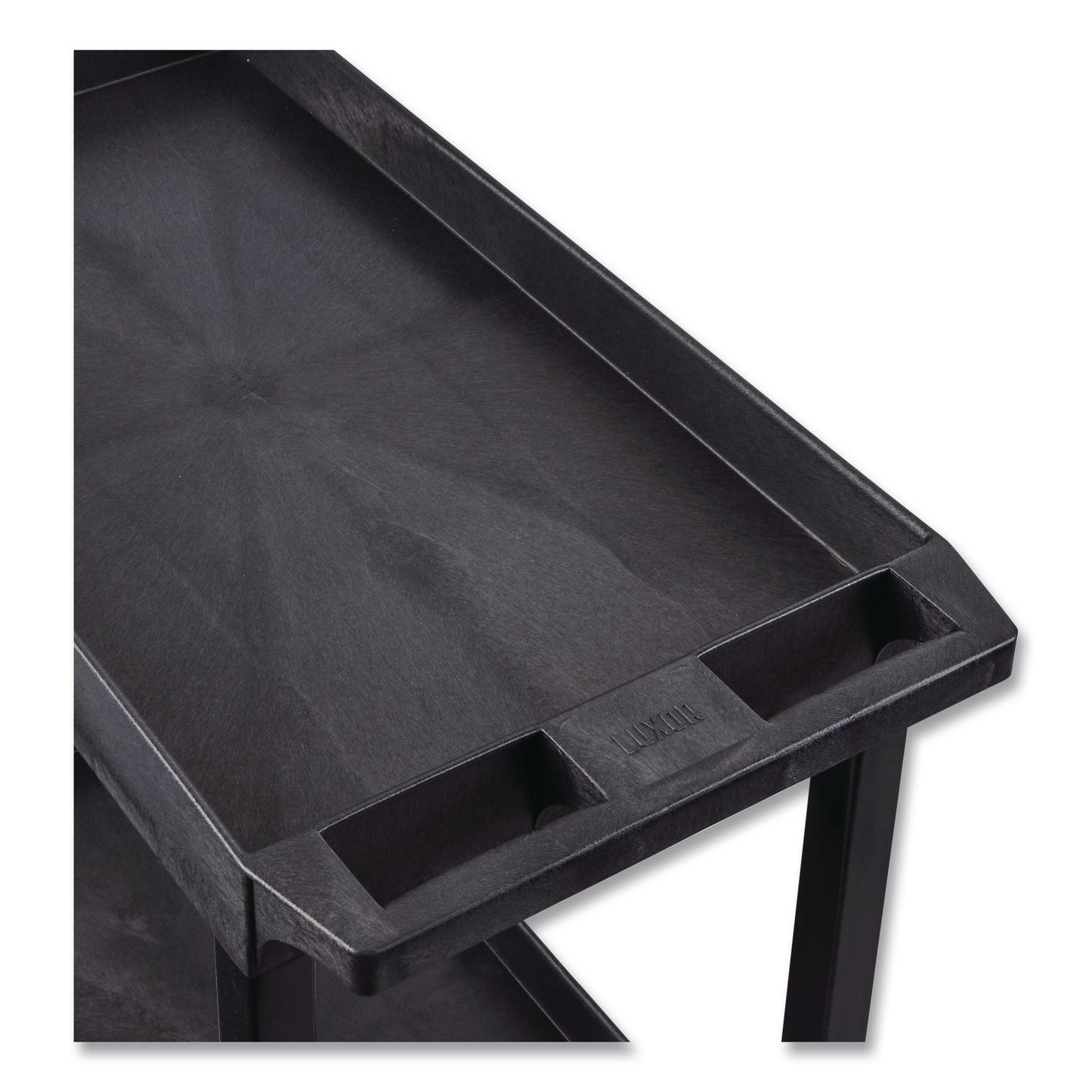 Luxor TUFFY XL Three-Shelf Heavy-Duty Multipurpose Utility Cart, Plastic, 375 lb Capacity, 35.25" x 18" x 37.25", Black (LXCEC111HDB)