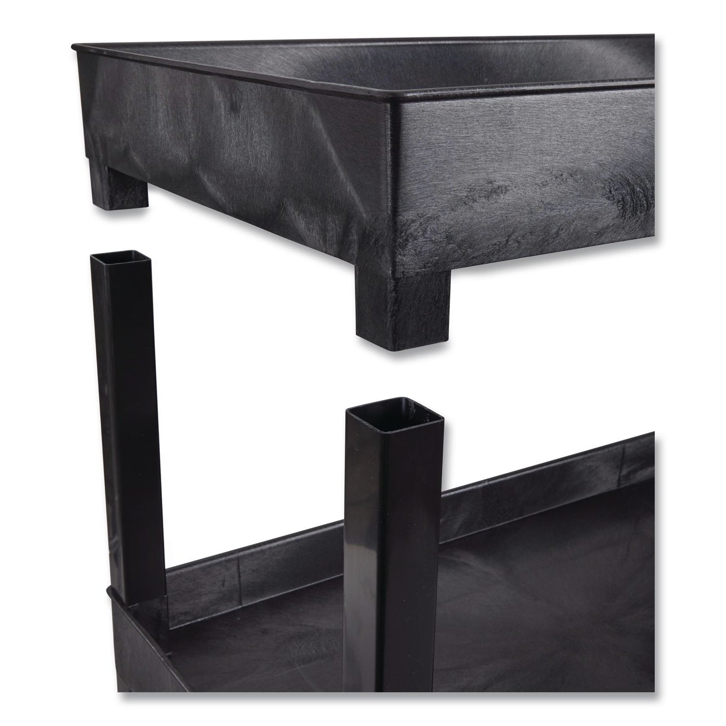 Luxor TUFFY XL Three-Shelf Heavy-Duty Multipurpose Utility Cart, Plastic, 375 lb Capacity, 35.25" x 18" x 37.25", Black (LXCEC111HDB)