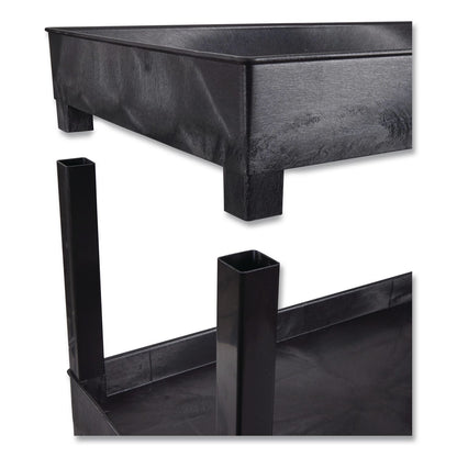 Luxor TUFFY XL Three-Shelf Heavy-Duty Multipurpose Utility Cart, Plastic, 375 lb Capacity, 35.25" x 18" x 37.25", Black (LXCEC111HDB)