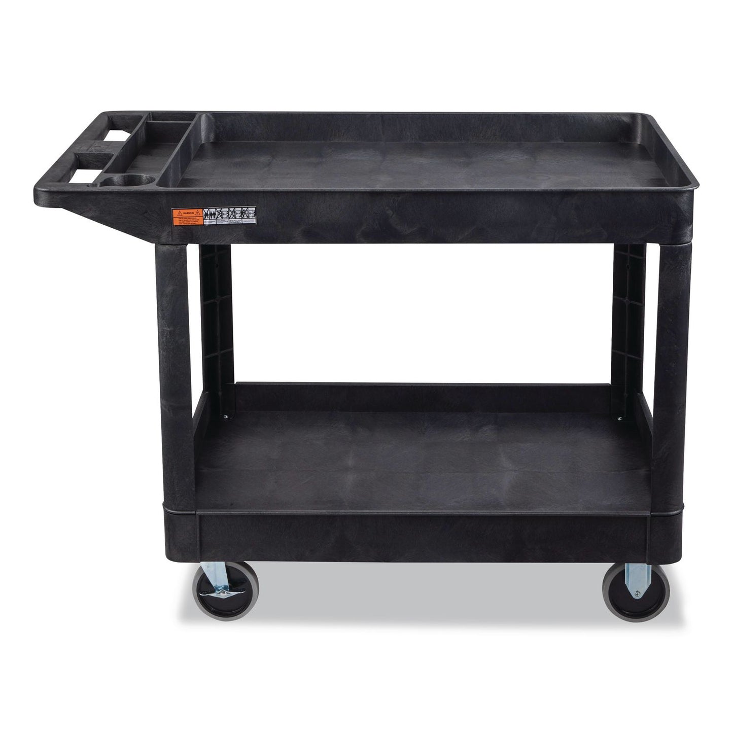 Luxor WORKLOAD Two-Shelf Heavy-Duty Industrial Utility Cart, Plastic, 500 lb Capacity, 45.5" x 25.5" x 33", Black (LXCXLC11B)