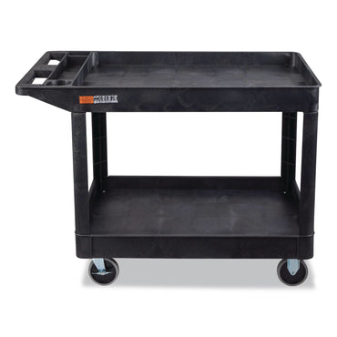 Luxor WORKLOAD Two-Shelf Heavy-Duty Industrial Utility Cart, Plastic, 500 lb Capacity, 45.5" x 25.5" x 33", Black (LXCXLC11B)