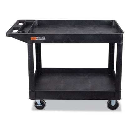 Luxor WORKLOAD Two-Shelf Heavy-Duty Industrial Utility Cart, Plastic, 500 lb Capacity, 45.5" x 25.5" x 33", Black (LXCXLC11B)