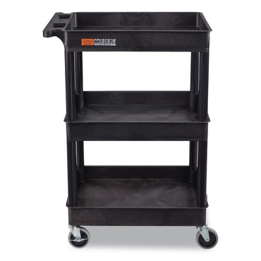 Luxor ENDURA Three-Shelf Utility Cart, Plastic, 300 lb Capacity, 26.5" x 18.5" x 39.25", Black (LXCSTC111B)