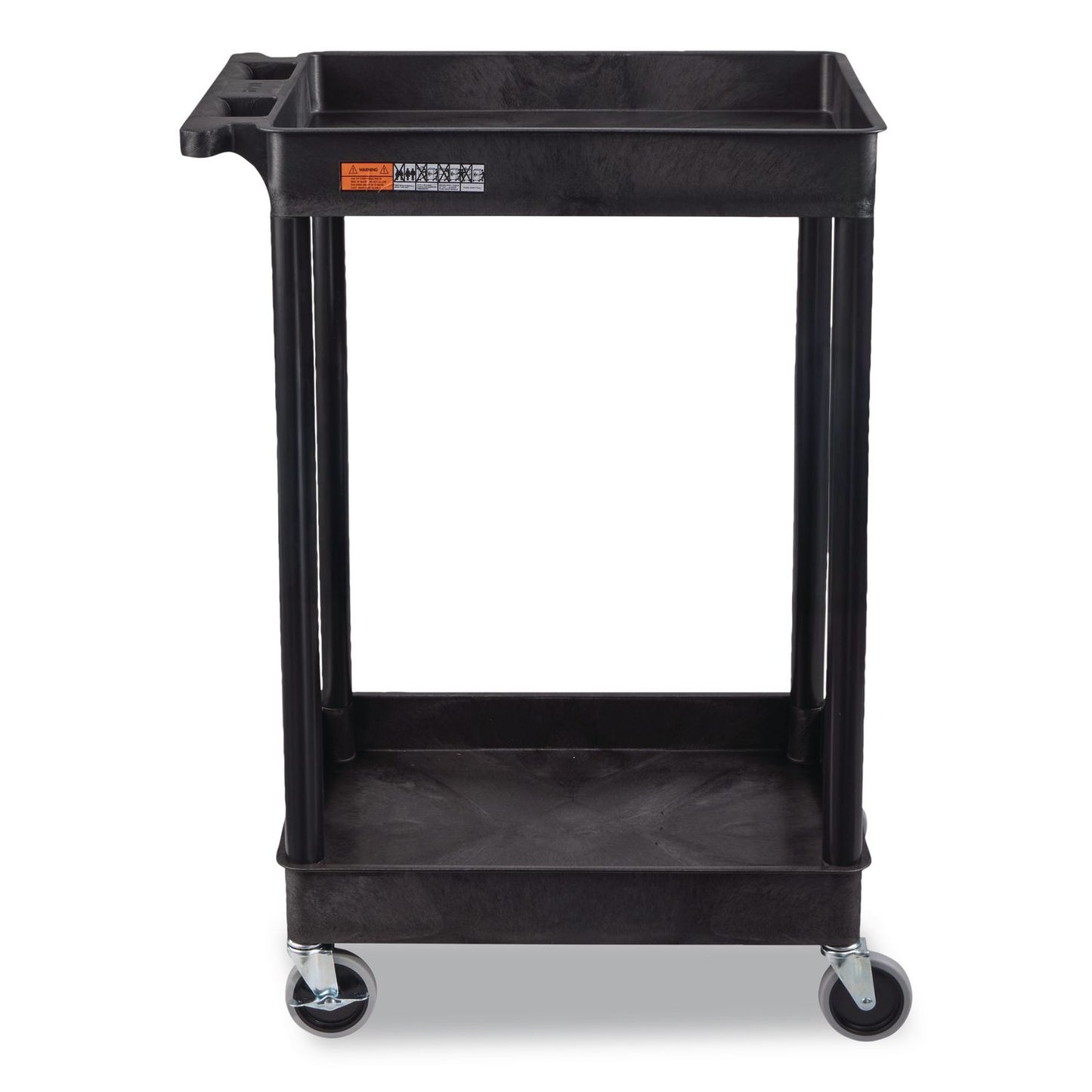 Luxor ENDURA Two-Shelf Utility Cart, Plastic, 300 lb Capacity, 26.5" x 18.5" x 37.5", Black (LXCSTC11B)