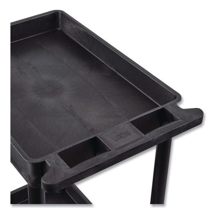 Luxor ENDURA Two-Shelf Utility Cart, Plastic, 300 lb Capacity, 26.5" x 18.5" x 37.5", Black (LXCSTC11B)