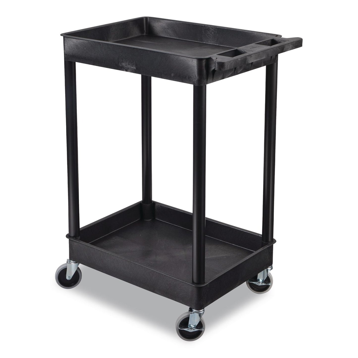 Luxor ENDURA Two-Shelf Utility Cart, Plastic, 300 lb Capacity, 26.5" x 18.5" x 37.5", Black (LXCSTC11B)