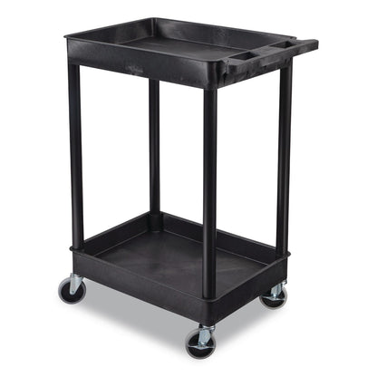 Luxor ENDURA Two-Shelf Utility Cart, Plastic, 300 lb Capacity, 26.5" x 18.5" x 37.5", Black (LXCSTC11B)