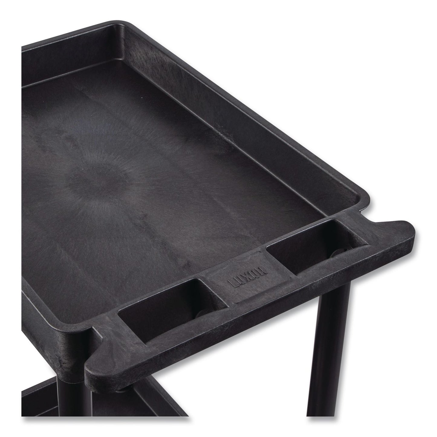 Luxor ENDURA Three-Shelf Utility Cart, Plastic, 300 lb Capacity, 26.5" x 18.5" x 39.25", Black (LXCSTC111B)