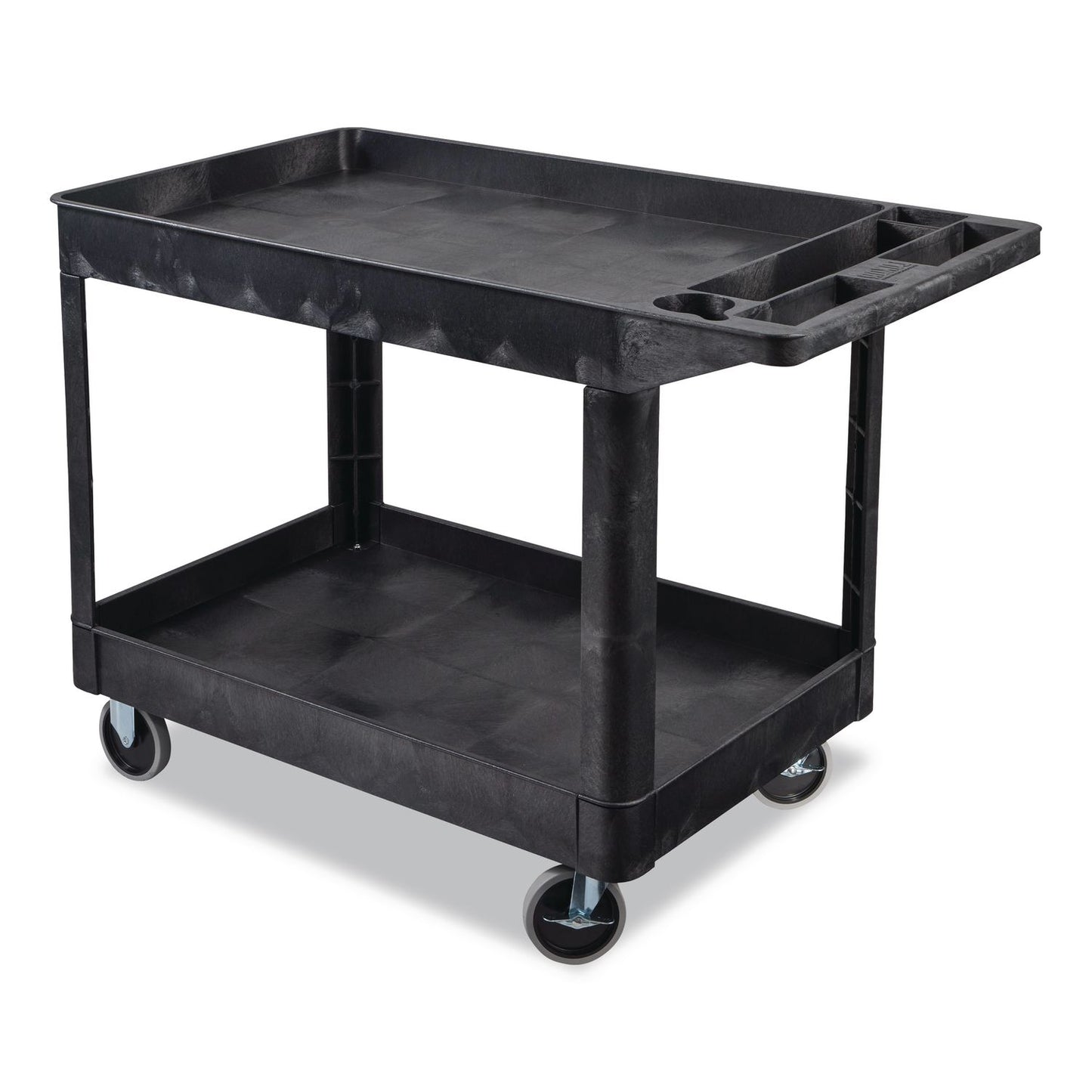 Luxor WORKLOAD Two-Shelf Heavy-Duty Industrial Utility Cart, Plastic, 500 lb Capacity, 45.5" x 25.5" x 33", Black (LXCXLC11B)