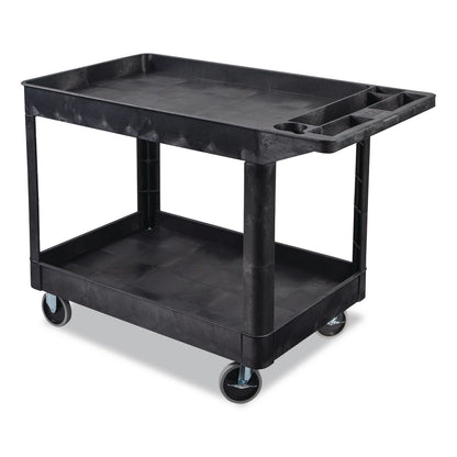 Luxor WORKLOAD Two-Shelf Heavy-Duty Industrial Utility Cart, Plastic, 500 lb Capacity, 45.5" x 25.5" x 33", Black (LXCXLC11B)
