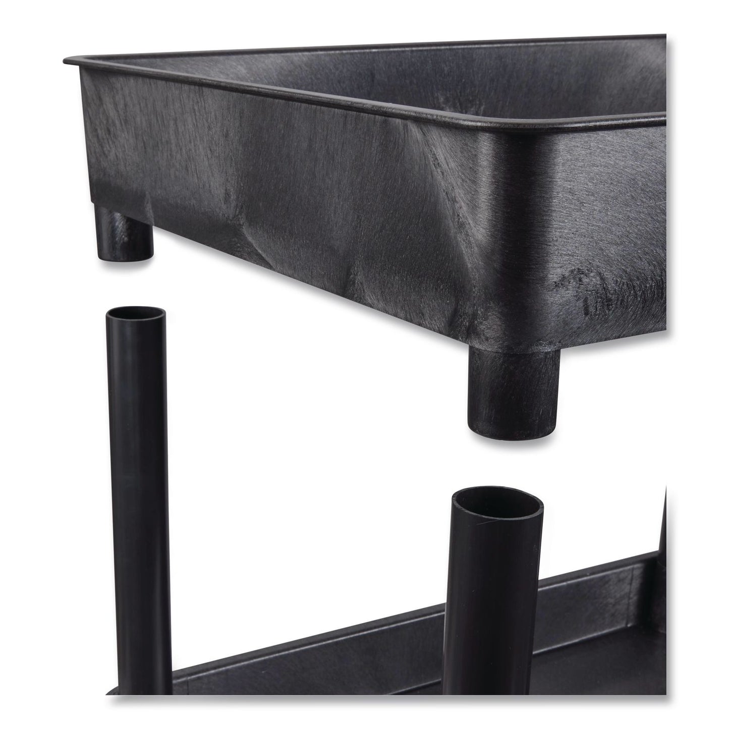 Luxor ENDURA Two-Shelf Utility Cart, Plastic, 300 lb Capacity, 26.5" x 18.5" x 37.5", Black (LXCSTC11B)