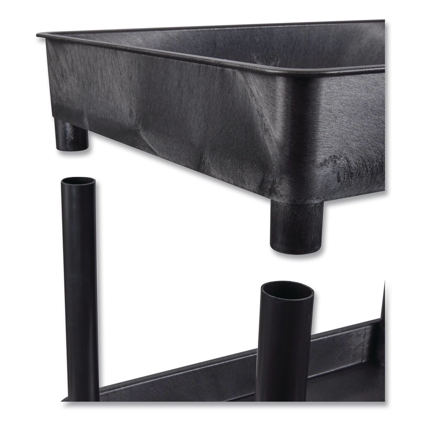 Luxor ENDURA Three-Shelf Utility Cart, Plastic, 300 lb Capacity, 26.5" x 18.5" x 39.25", Black (LXCSTC111B)