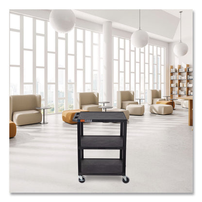 Luxor TUFFY Three-Shelf Multipurpose Utility Cart, Plastic, 300 lb Capacity, 26.5" x 18.5" x 34", Black (LXCWT34S)
