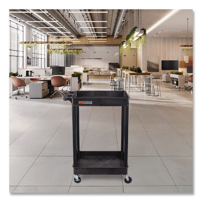 Luxor ENDURA Two-Shelf Utility Cart, Plastic, 300 lb Capacity, 26.5" x 18.5" x 37.5", Black (LXCSTC11B)