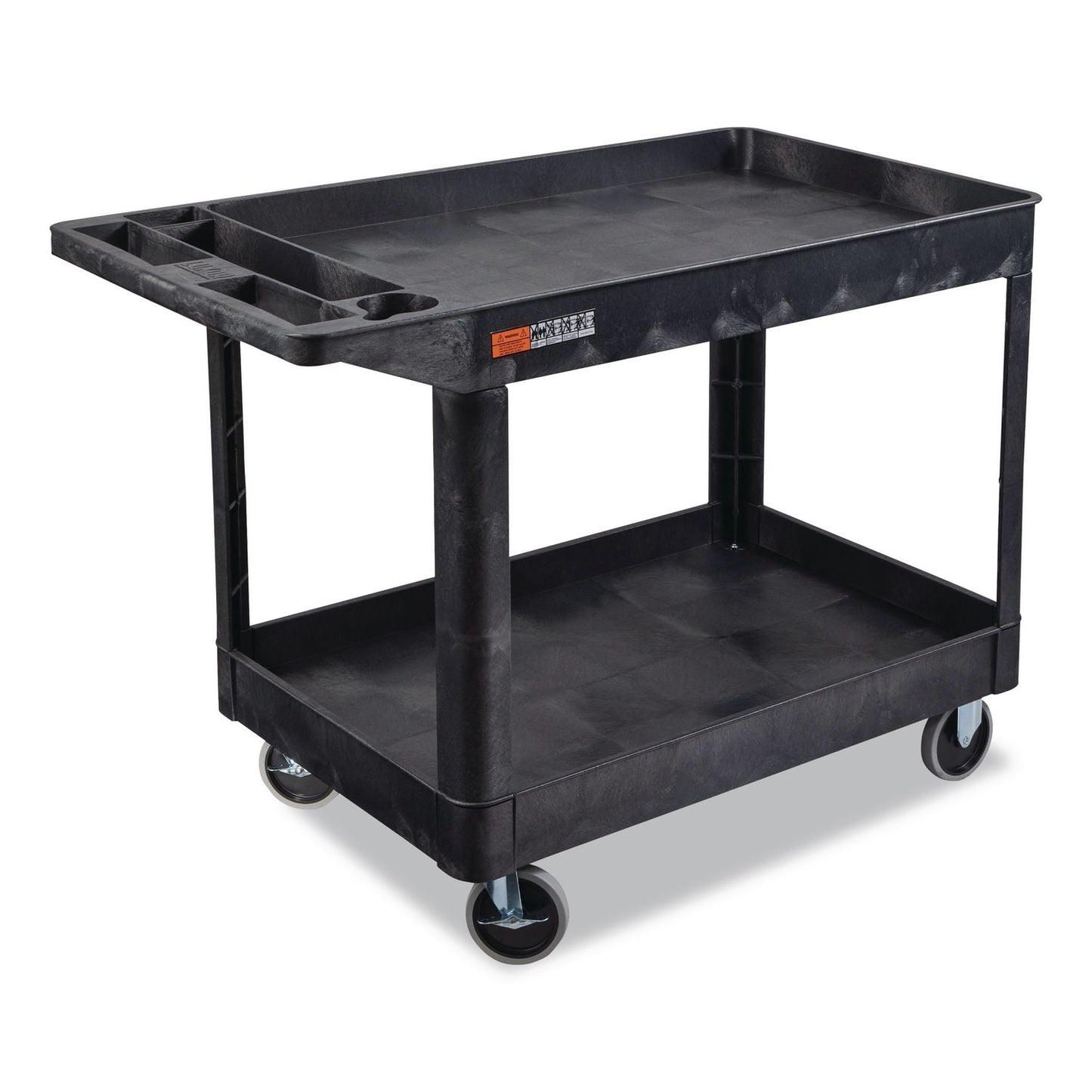 Luxor WORKLOAD Two-Shelf Heavy-Duty Industrial Utility Cart, Plastic, 500 lb Capacity, 45.5" x 25.5" x 33", Black (LXCXLC11B)