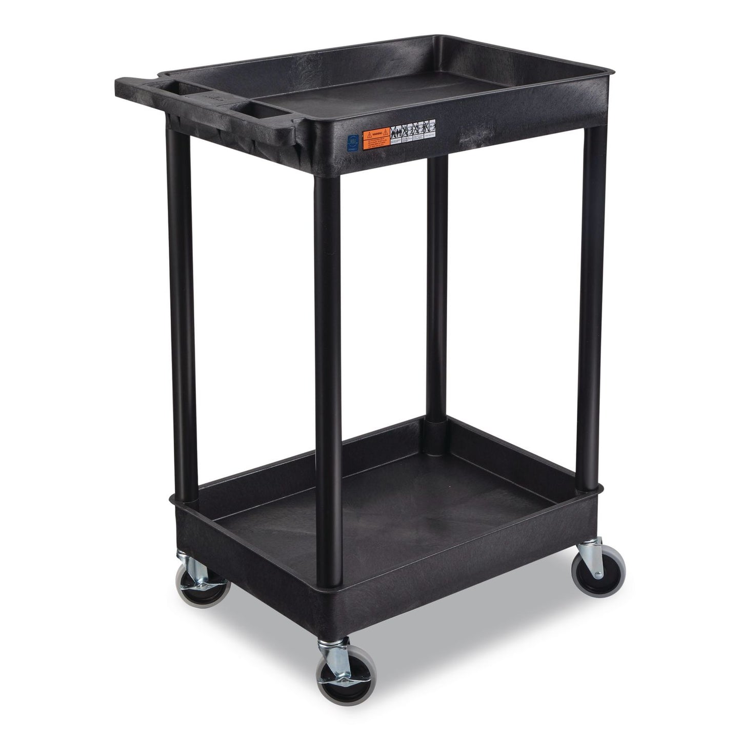 Luxor ENDURA Two-Shelf Utility Cart, Plastic, 300 lb Capacity, 26.5" x 18.5" x 37.5", Black (LXCSTC11B)