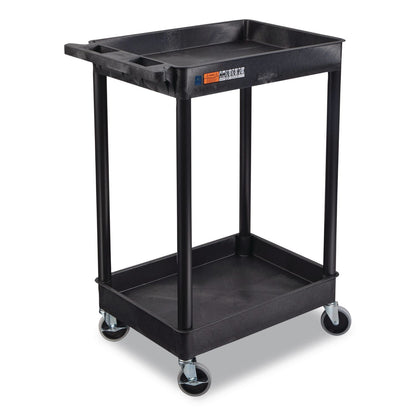 Luxor ENDURA Two-Shelf Utility Cart, Plastic, 300 lb Capacity, 26.5" x 18.5" x 37.5", Black (LXCSTC11B)