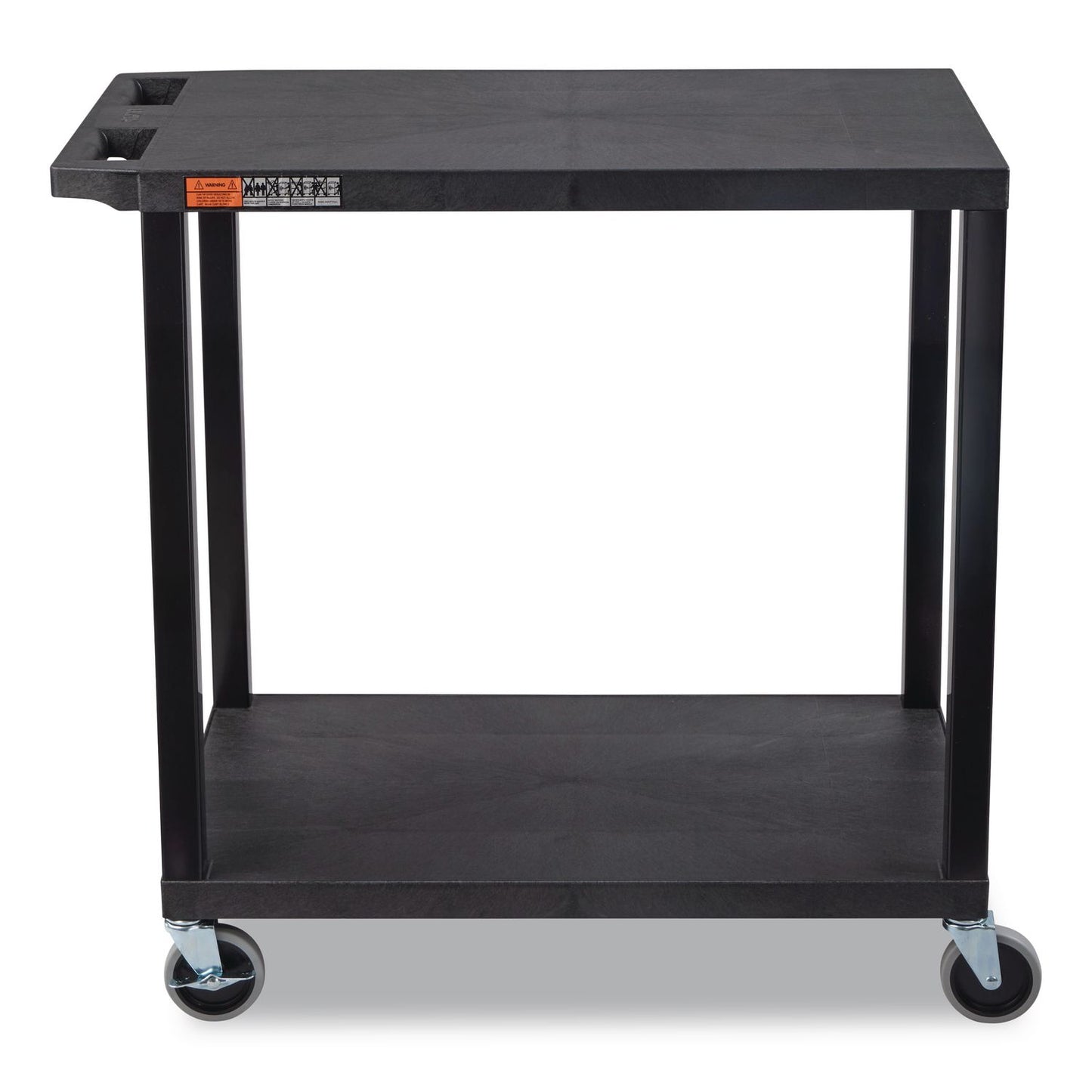 Luxor TUFFY XL Two-Shelf Multipurpose Utility Cart, Plastic, 400 lb Capacity, 35.25" x 18" x 33, Black (LXCEC22B)