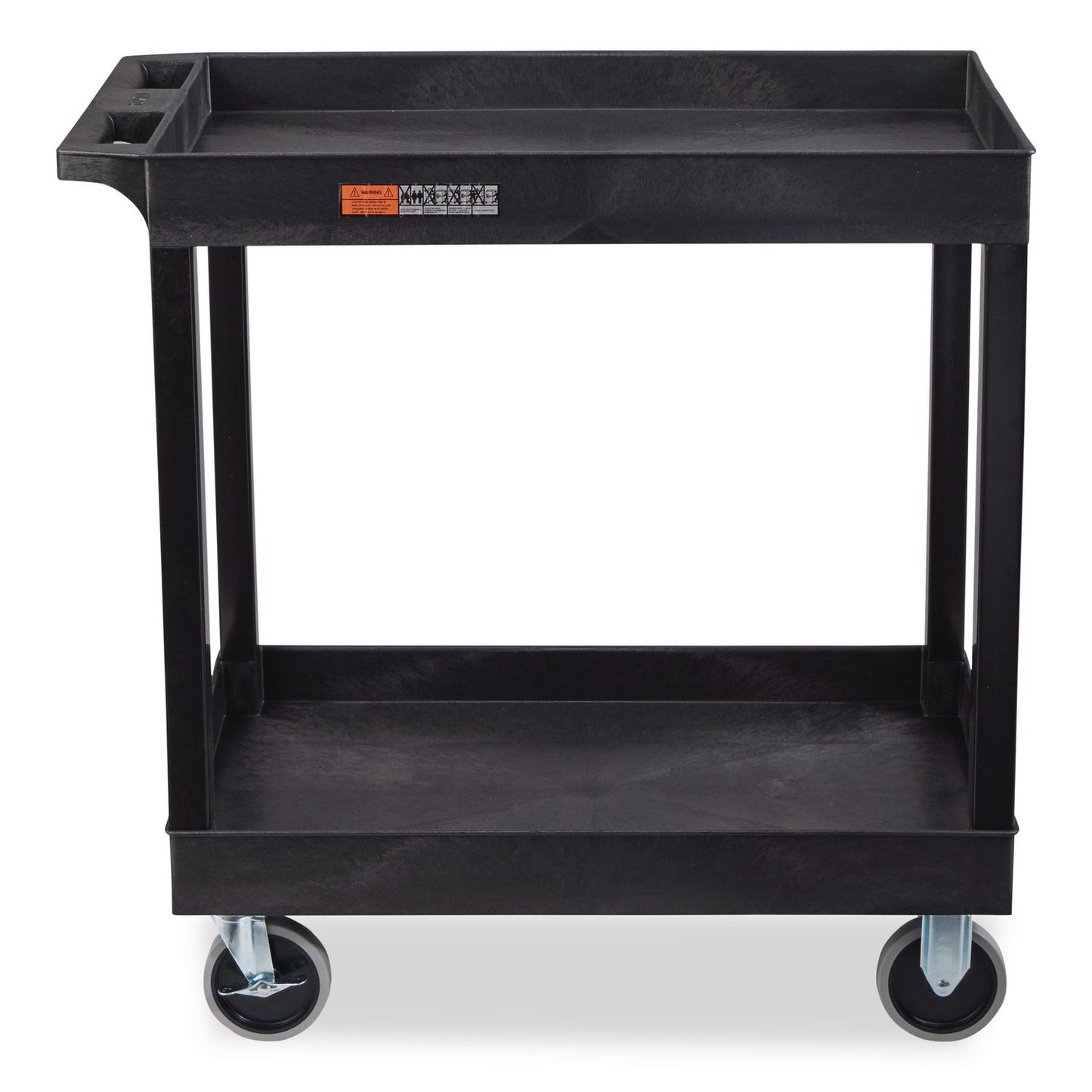 Luxor TUFFY XL Two-Shelf Heavy-Duty Multipurpose Utility Cart, Plastic, 500 lb Capacity, 35.25" x 18" x 35.5", Black (LXCEC11HDB)