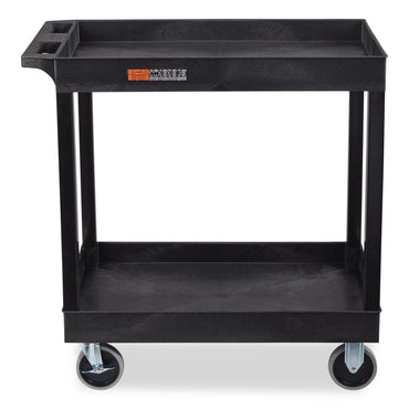 Luxor TUFFY XL Two-Shelf Heavy-Duty Multipurpose Utility Cart, Plastic, 500 lb Capacity, 35.25" x 18" x 35.5", Black (LXCEC11HDB)