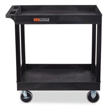 Luxor TUFFY XL Two-Shelf Heavy-Duty Multipurpose Utility Cart, Plastic, 500 lb Capacity, 35.25" x 18" x 35.5", Black (LXCEC11HDB)
