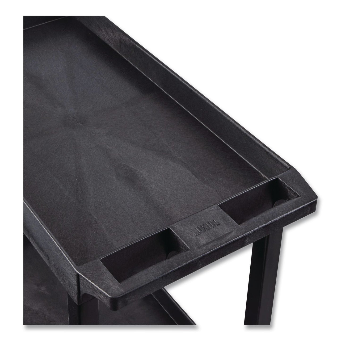 Luxor TUFFY XL Two-Shelf Heavy-Duty Multipurpose Utility Cart, Plastic, 500 lb Capacity, 35.25" x 18" x 35.5", Black (LXCEC11HDB)