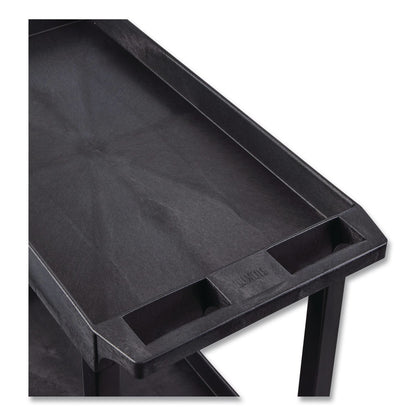 Luxor TUFFY XL Two-Shelf Heavy-Duty Multipurpose Utility Cart, Plastic, 500 lb Capacity, 35.25" x 18" x 35.5", Black (LXCEC11HDB)