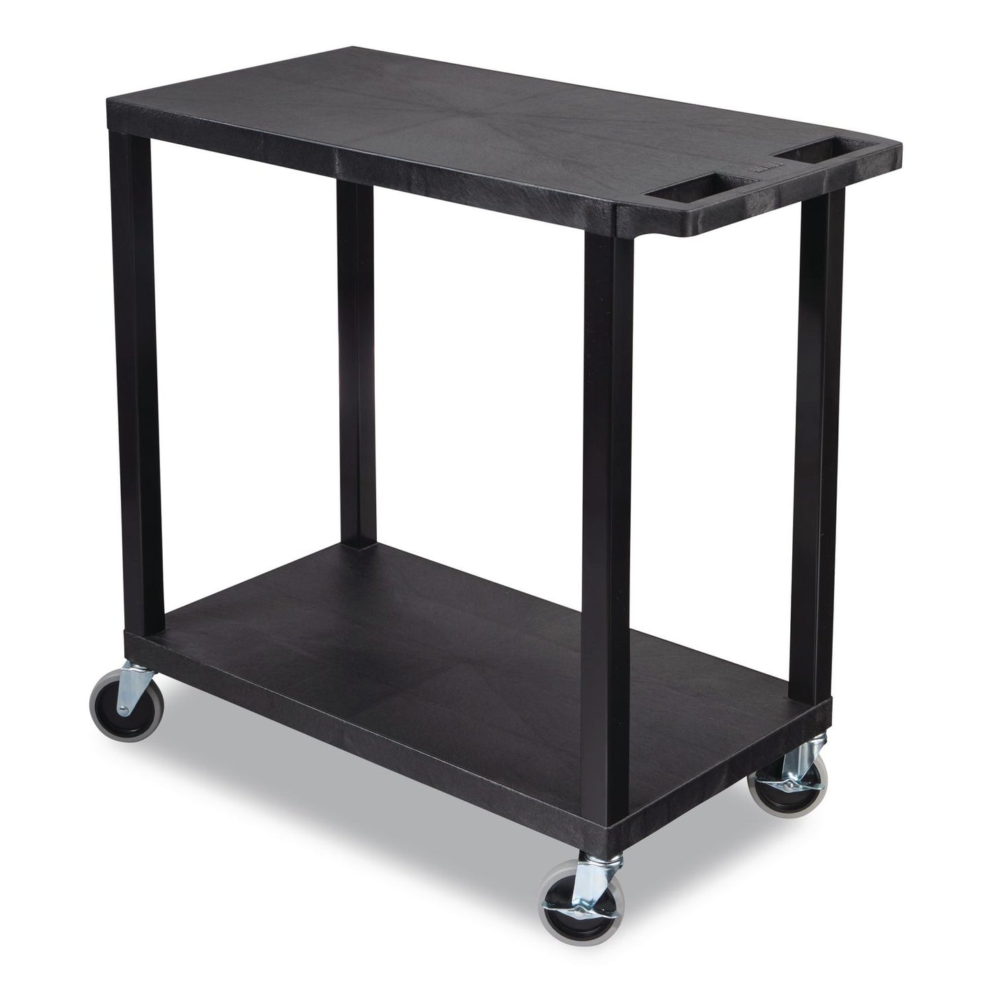Luxor TUFFY XL Two-Shelf Multipurpose Utility Cart, Plastic, 400 lb Capacity, 35.25" x 18" x 33, Black (LXCEC22B)