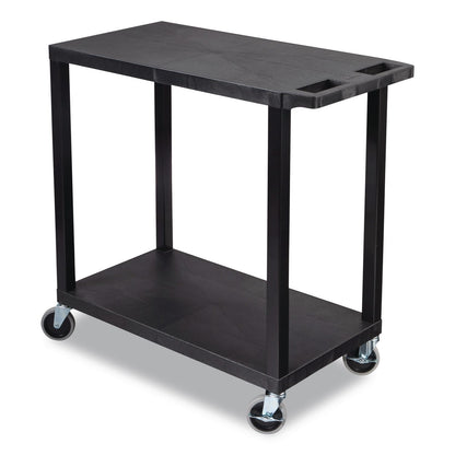 Luxor TUFFY XL Two-Shelf Multipurpose Utility Cart, Plastic, 400 lb Capacity, 35.25" x 18" x 33, Black (LXCEC22B)