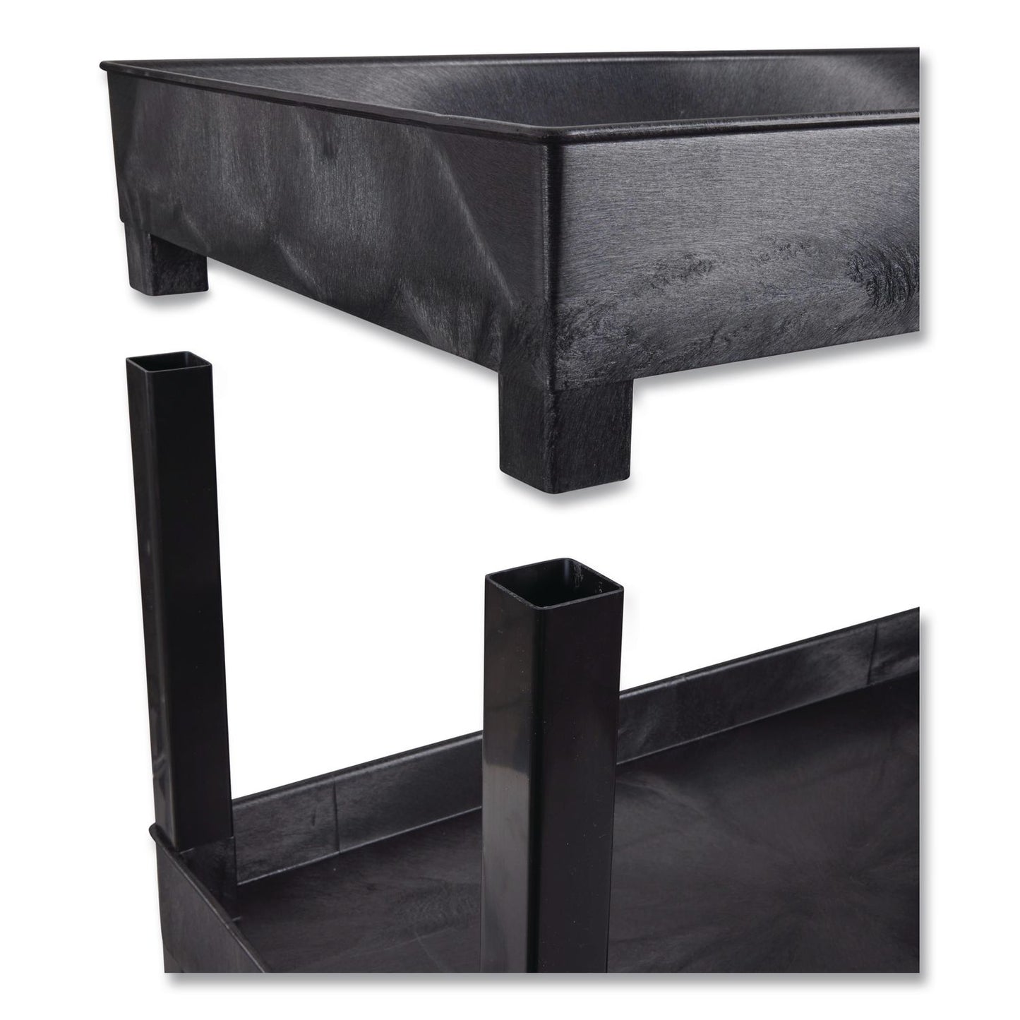 Luxor TUFFY XL Two-Shelf Heavy-Duty Multipurpose Utility Cart, Plastic, 500 lb Capacity, 35.25" x 18" x 35.5", Black (LXCEC11HDB)