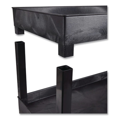 Luxor TUFFY XL Two-Shelf Heavy-Duty Multipurpose Utility Cart, Plastic, 500 lb Capacity, 35.25" x 18" x 35.5", Black (LXCEC11HDB)