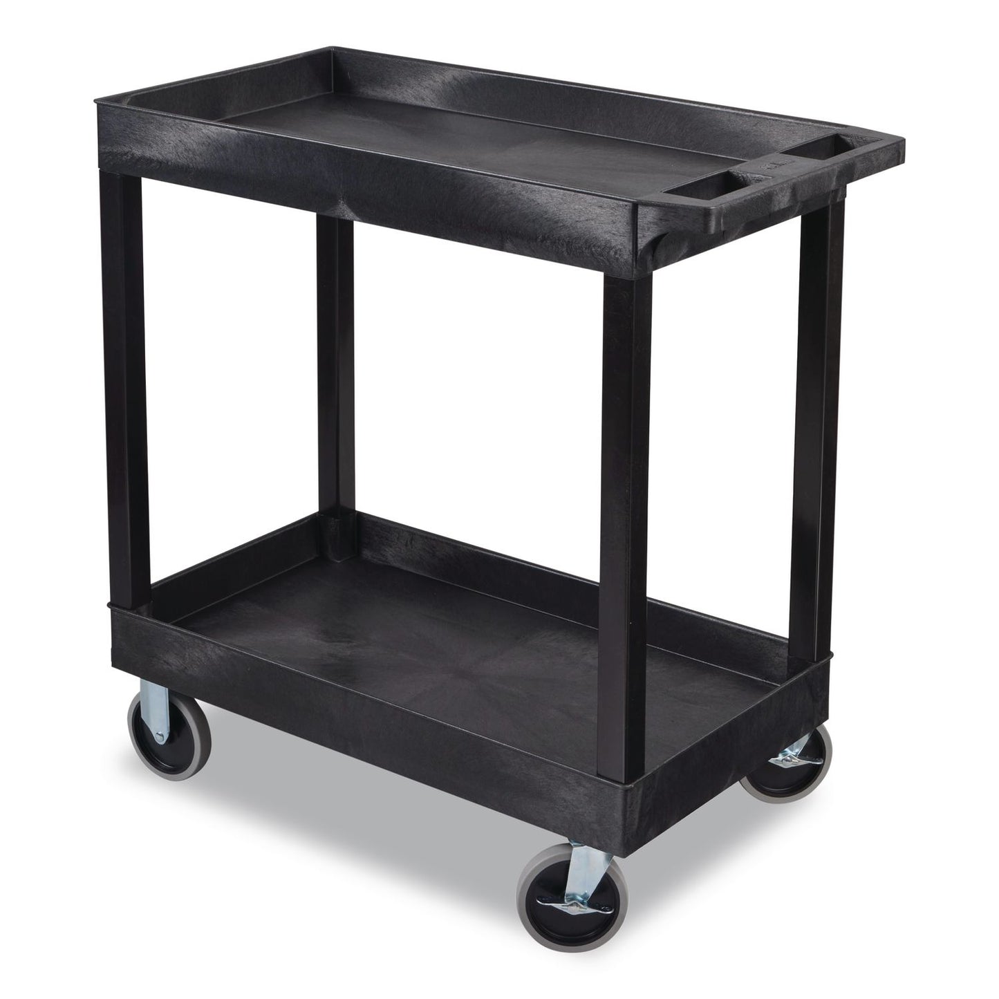 Luxor TUFFY XL Two-Shelf Heavy-Duty Multipurpose Utility Cart, Plastic, 500 lb Capacity, 35.25" x 18" x 35.5", Black (LXCEC11HDB)