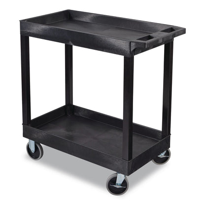Luxor TUFFY XL Two-Shelf Heavy-Duty Multipurpose Utility Cart, Plastic, 500 lb Capacity, 35.25" x 18" x 35.5", Black (LXCEC11HDB)