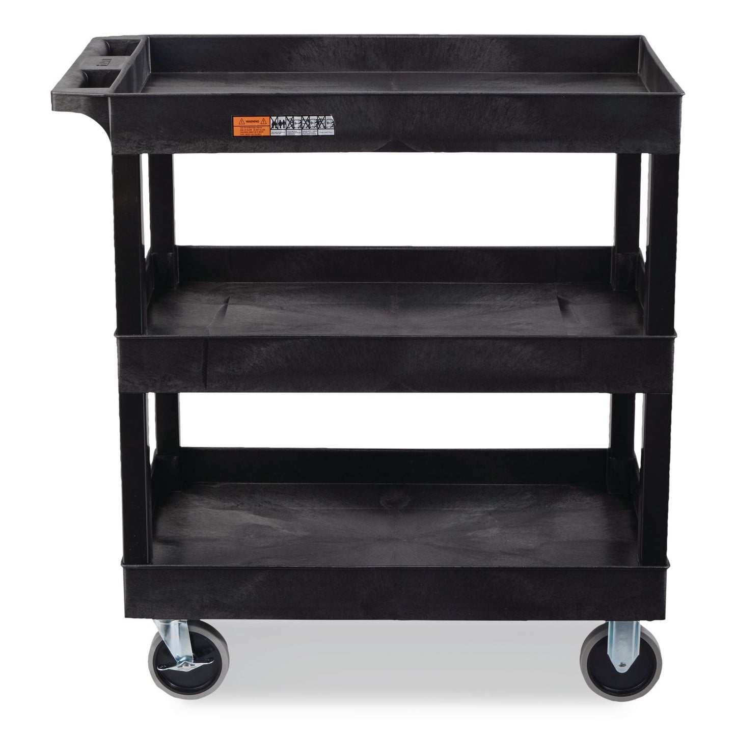 Luxor TUFFY XL Three-Shelf Heavy-Duty Multipurpose Utility Cart, Plastic, 375 lb Capacity, 35.25" x 18" x 37.25", Black (LXCEC111HDB)