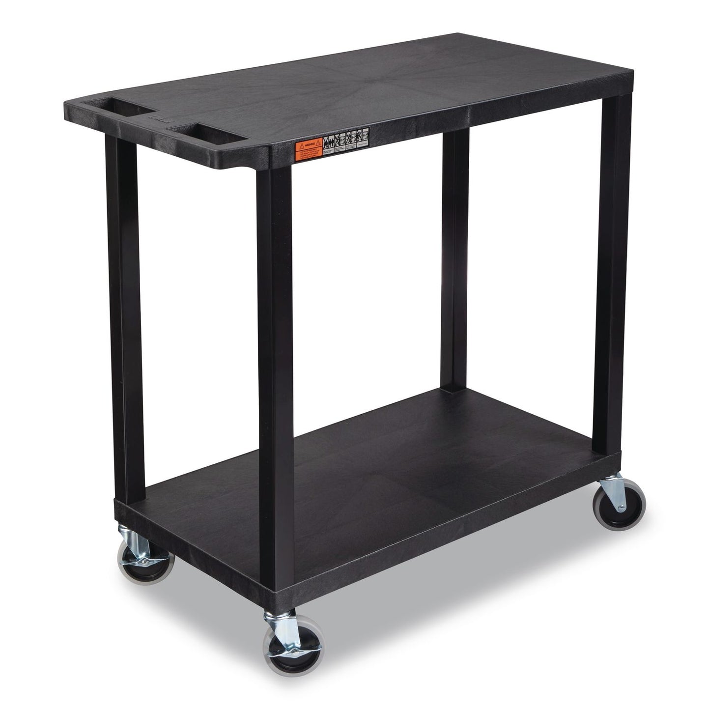 Luxor TUFFY XL Two-Shelf Multipurpose Utility Cart, Plastic, 400 lb Capacity, 35.25" x 18" x 33, Black (LXCEC22B)