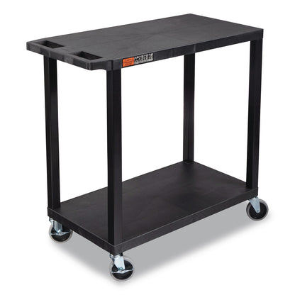 Luxor TUFFY XL Two-Shelf Multipurpose Utility Cart, Plastic, 400 lb Capacity, 35.25" x 18" x 33, Black (LXCEC22B)