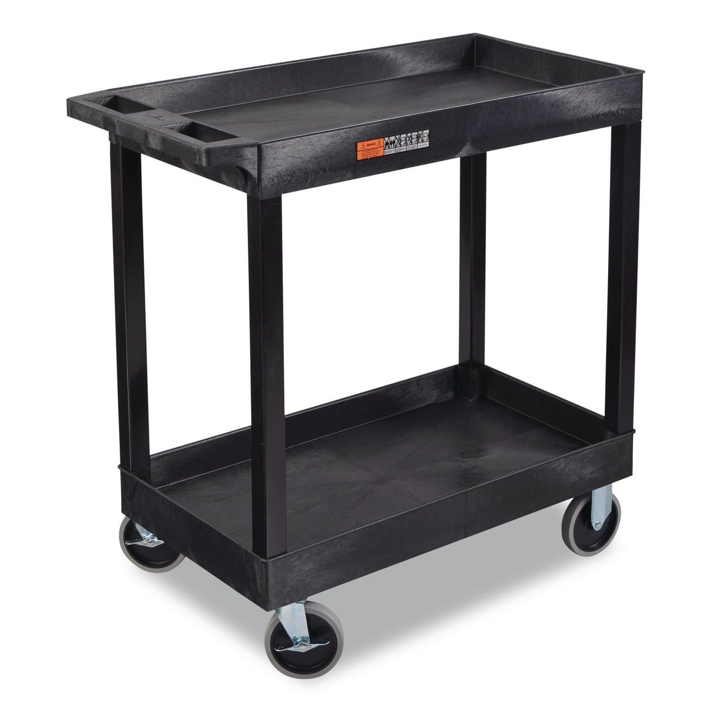 Luxor TUFFY XL Two-Shelf Heavy-Duty Multipurpose Utility Cart, Plastic, 500 lb Capacity, 35.25" x 18" x 35.5", Black (LXCEC11HDB)