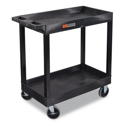 Luxor TUFFY XL Two-Shelf Heavy-Duty Multipurpose Utility Cart, Plastic, 500 lb Capacity, 35.25" x 18" x 35.5", Black (LXCEC11HDB)