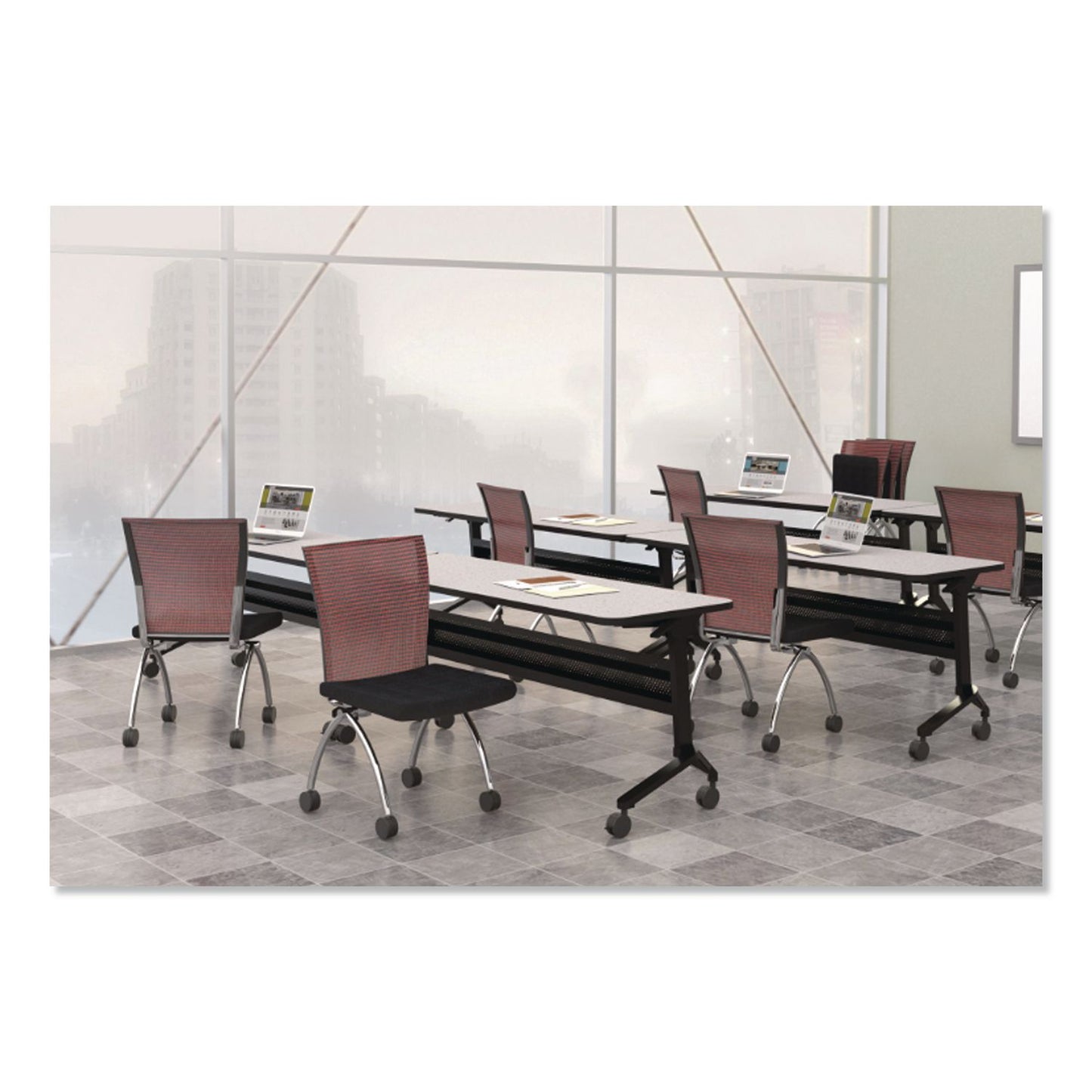 Safco® Flip-N-Go Training Tabletop, Rectangular, 60w x 24d, Folkstone (MLN2460TFLK4)
