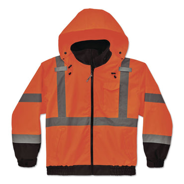 ergodyne® GloWear 8379 Class 3 Hi-Vis Fleece Lined Bomber Jacket, X-Small, Orange (EGO24461)