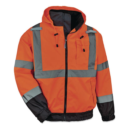 ergodyne® GloWear 8379 Class 3 Hi-Vis Fleece Lined Bomber Jacket, X-Small, Orange (EGO24461)