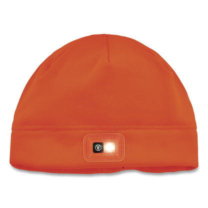ergodyne® N-Ferno 6801 Winter Skull Cap with LED Rechargeable Light, Fleece, One Size Fits Most, Orange (EGO16791)