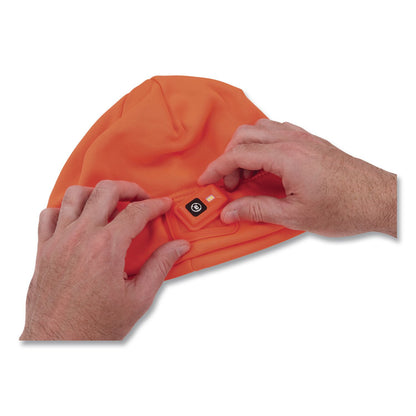 ergodyne® N-Ferno 6801 Winter Skull Cap with LED Rechargeable Light, Fleece, One Size Fits Most, Orange (EGO16791)