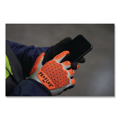 ergodyne® ProFlex 7521 Thermal Coated Impact-Resistant Gloves, EN388:2131X, 7.5" Long, 3X-Large (12), Gray/Black/Orange, Pair (EGO17647)