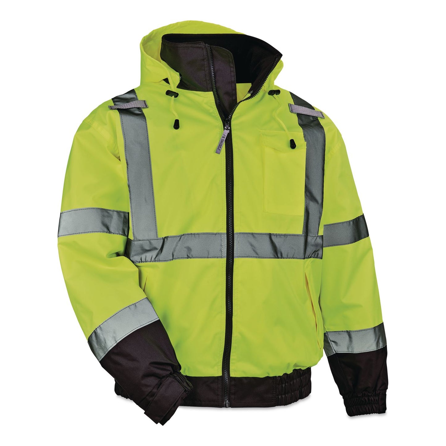 ergodyne® GloWear 8379 Class 3 Hi-Vis Fleece Lined Bomber Jacket, X-Small, Lime (EGO24471)