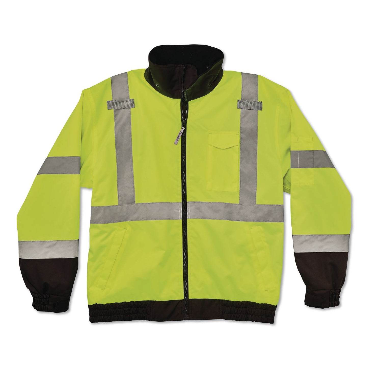 ergodyne® GloWear 8379 Class 3 Hi-Vis Fleece Lined Bomber Jacket, X-Small, Lime (EGO24471)